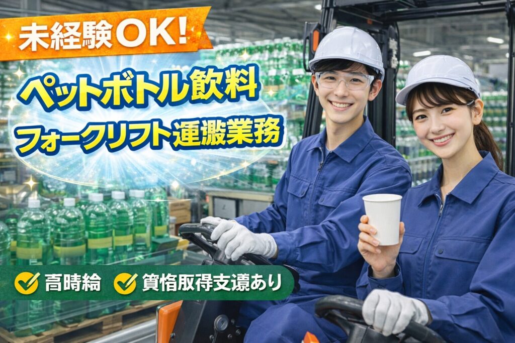 ペットボトル飲料のフォークリフト運搬業務