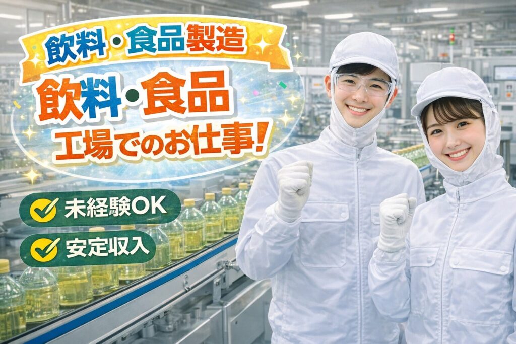 飲料・食品製造工場でのお仕事！