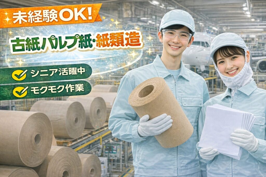 古紙パルプ紙・紙類の製造業務！