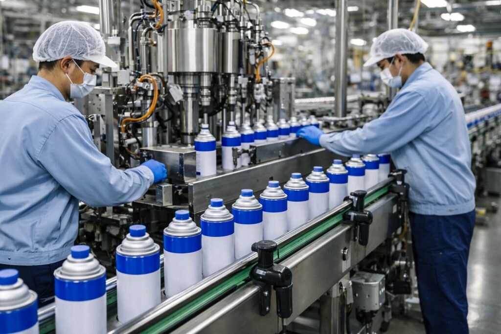 スプレー缶製品製造業務