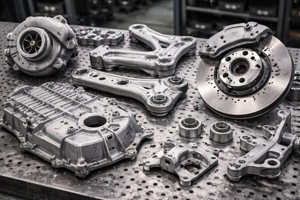 塗装工程前の部品吊り掛け作業スタッフ