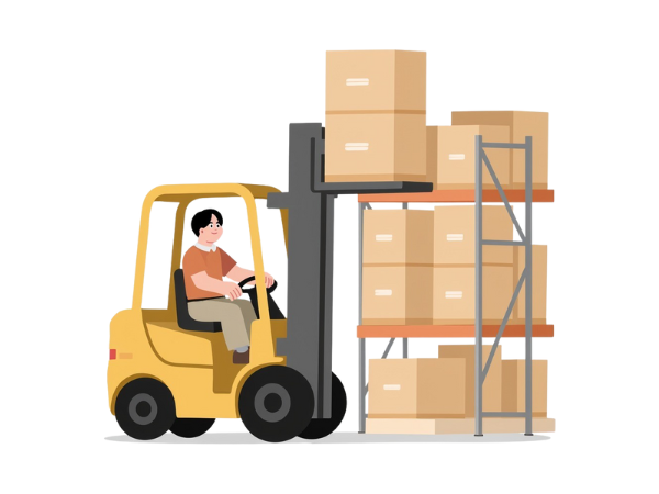 倉庫内でのフォークリフト入出庫業務